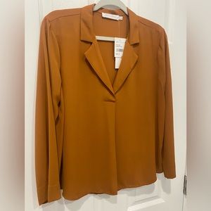 NWT Elegant Rust color long sleeve blouse size Medium polyester